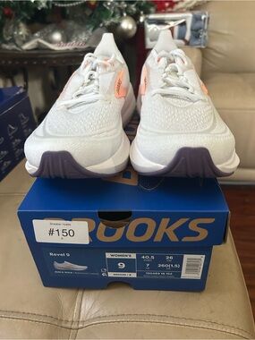 Brooks Women's White Athletic Sneakers with Peach Accents